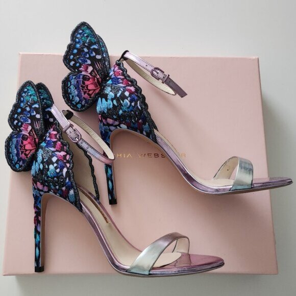 Sophia Webster Silver and Blue Chiara Embroidery Sandals Size EU 37 b180e - Picture 3 of 8